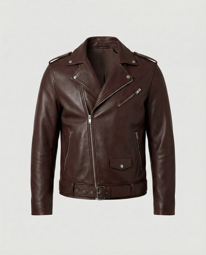 Herren Bikerjacke Kunstleder tailliert