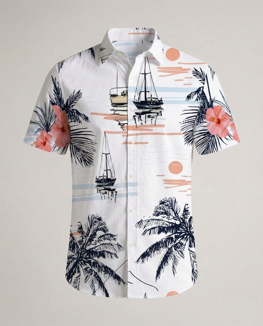 Herren Kurzarmhemd Hawaii Viskose