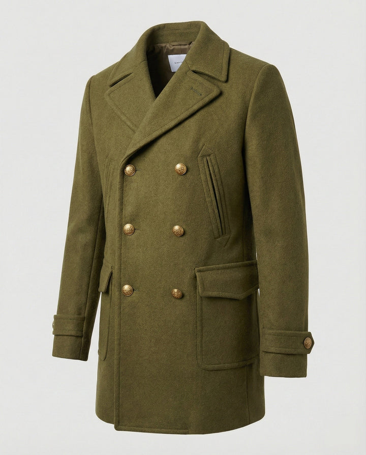 Herren Eleganter Wollmantel mit doppelter Knopfleiste