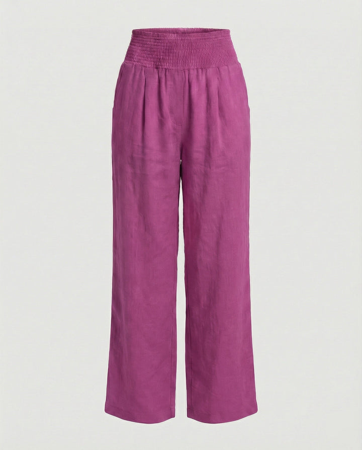 Damen Luftige Leinenhose mit elastischem Bund und Weitschnitt Drune