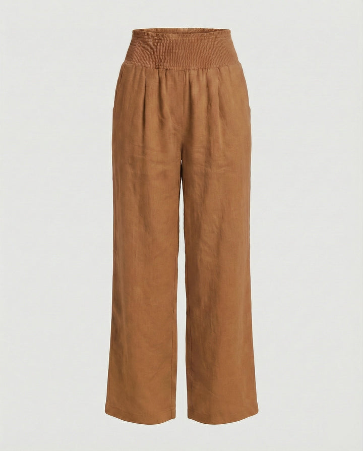Damen Luftige Leinenhose mit elastischem Bund und Weitschnitt Drune