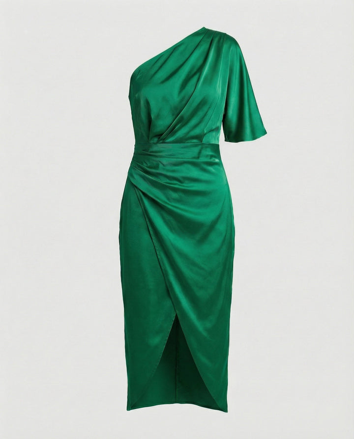 Elegantes Abendkleid lang aus Satin mit Schlitz
