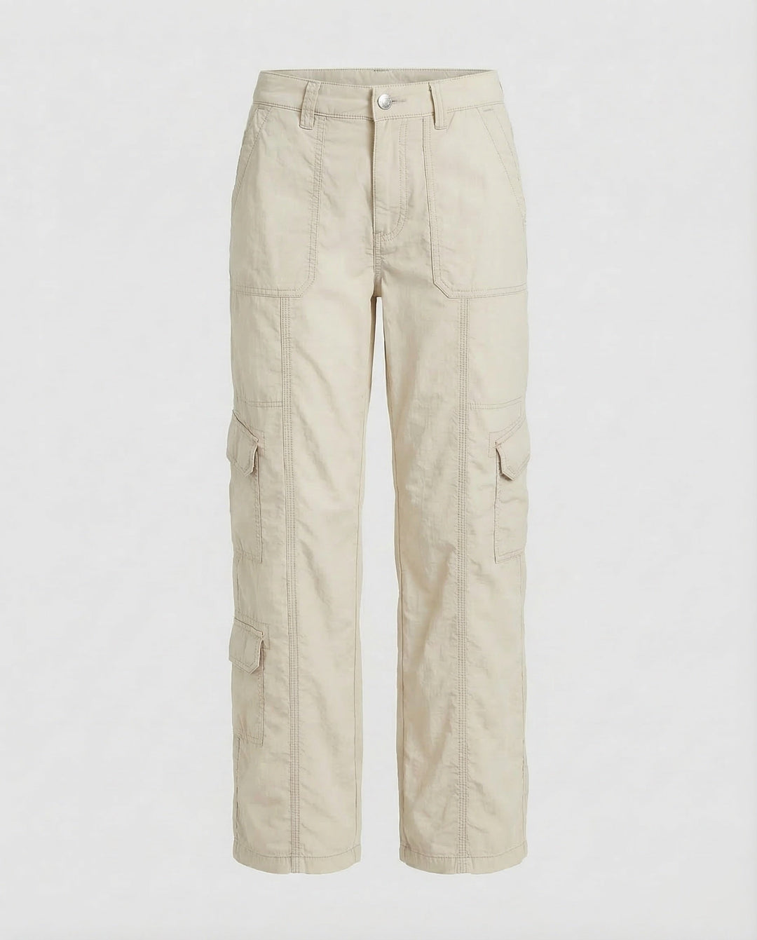 Damen Tief sitzende Cargohose Ziernähte