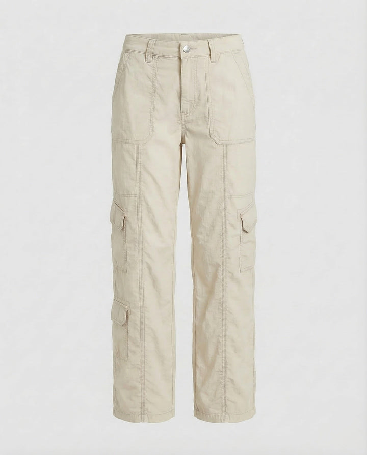 Damen Tief sitzende Cargohose Ziernähte