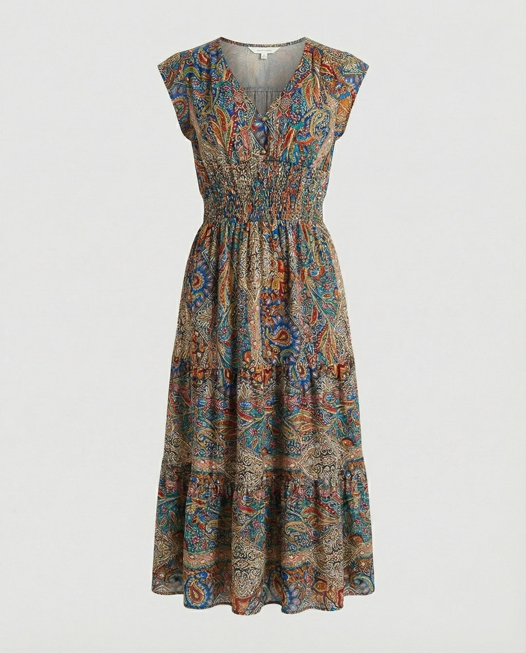 Boho Maxikleid Sommer mit Smok Taille