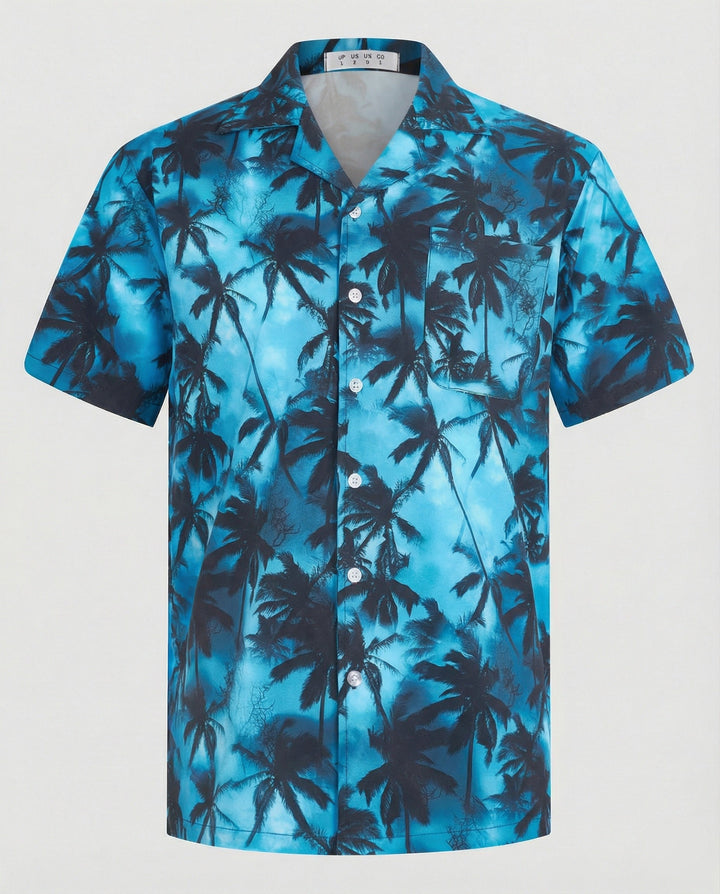 Kurzarm Hawaiihemd Herren Palmenprint