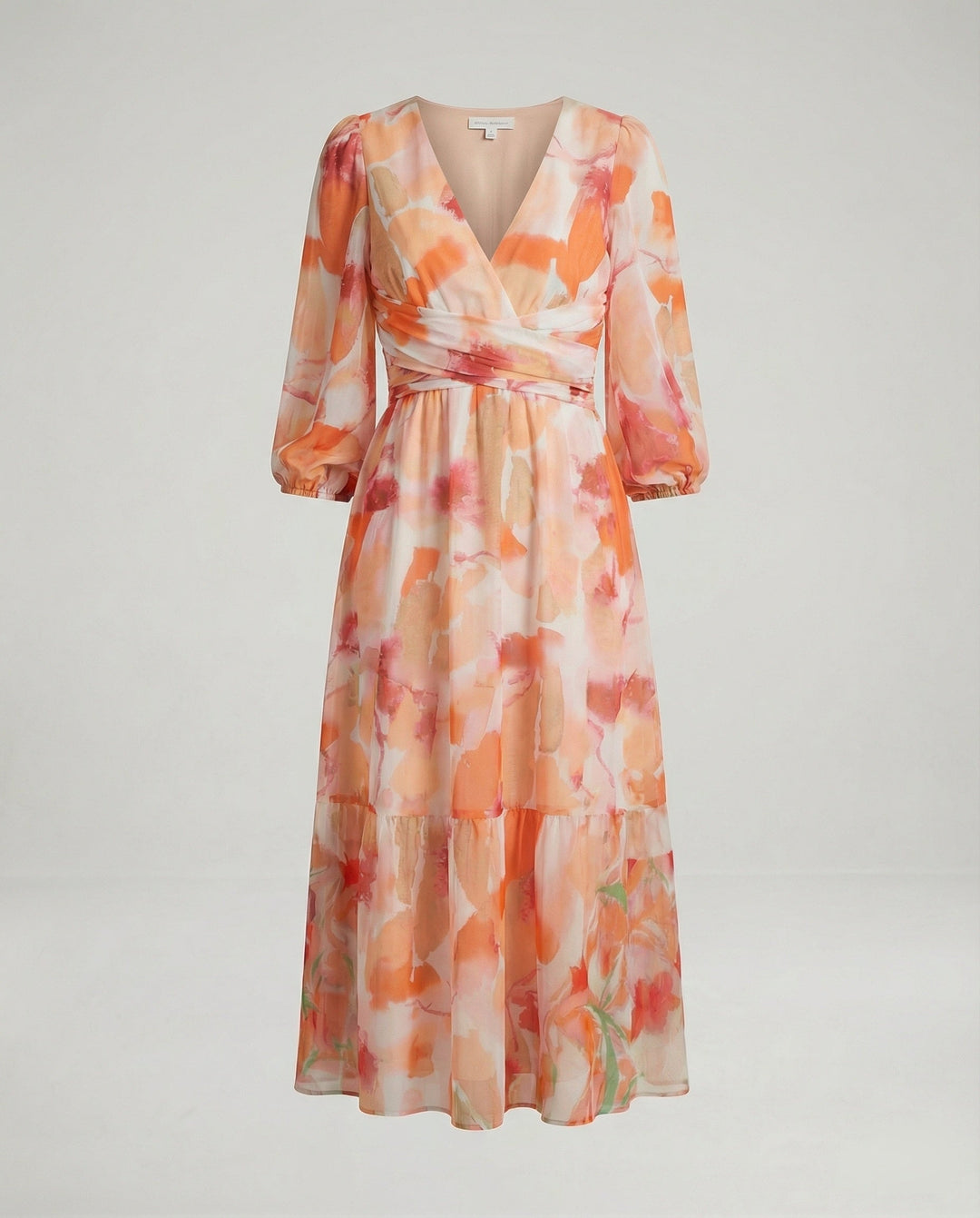 Damen Midikleid V-Ausschnitt Print