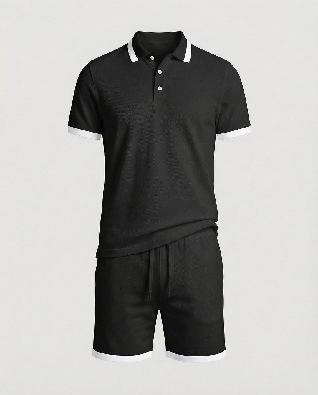 Herren Sportliches Polo- und Shorts-Set mit Kontraststreifen Drune