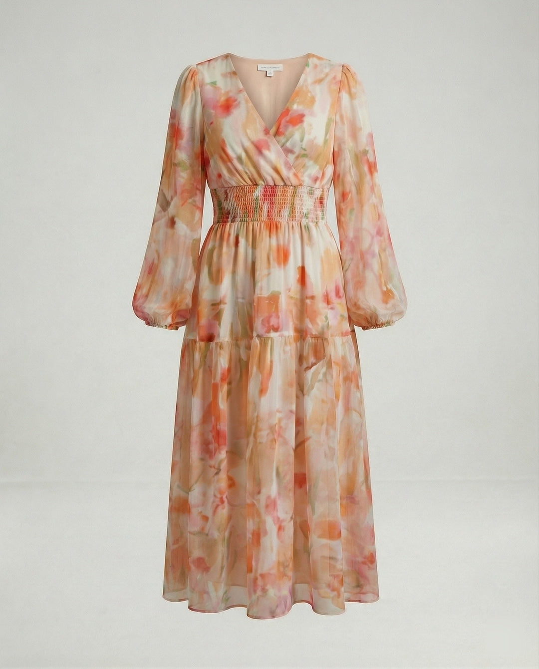 Damen Midikleid V-Ausschnitt Print