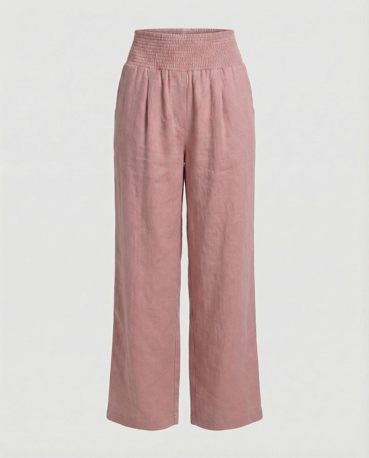 Damen Luftige Leinenhose mit elastischem Bund und Weitschnitt Drune