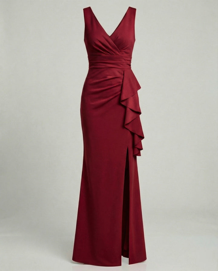 Figurbetontes Abendkleid mit V-Ausschnitt