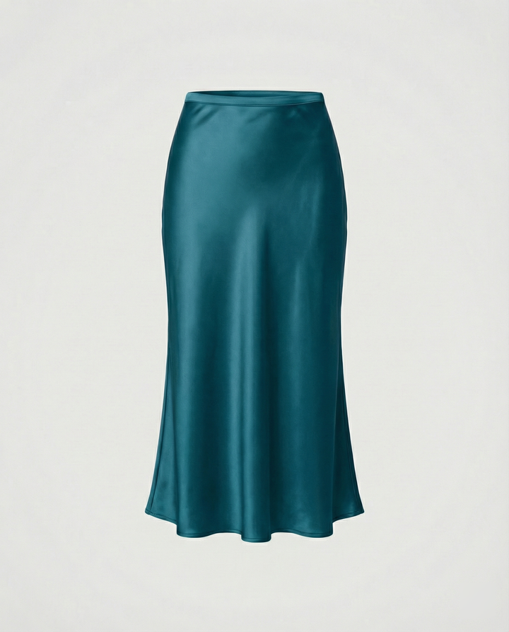 Damen eleganter Midirock mit sanftem Schnitt und hohem Bund Drune