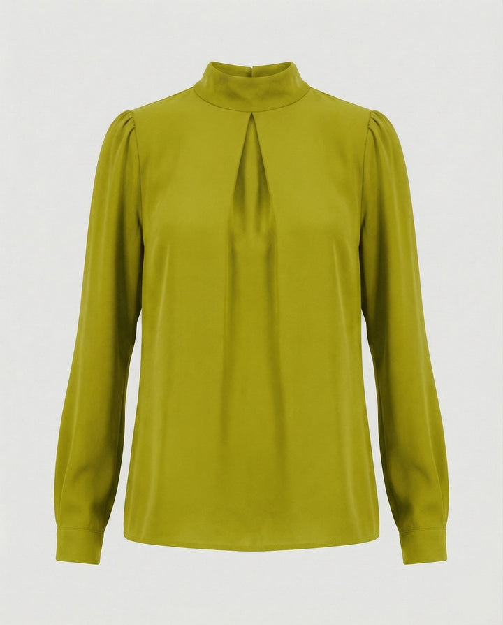 Damen elegante Bluse mit Stehkragen Drune