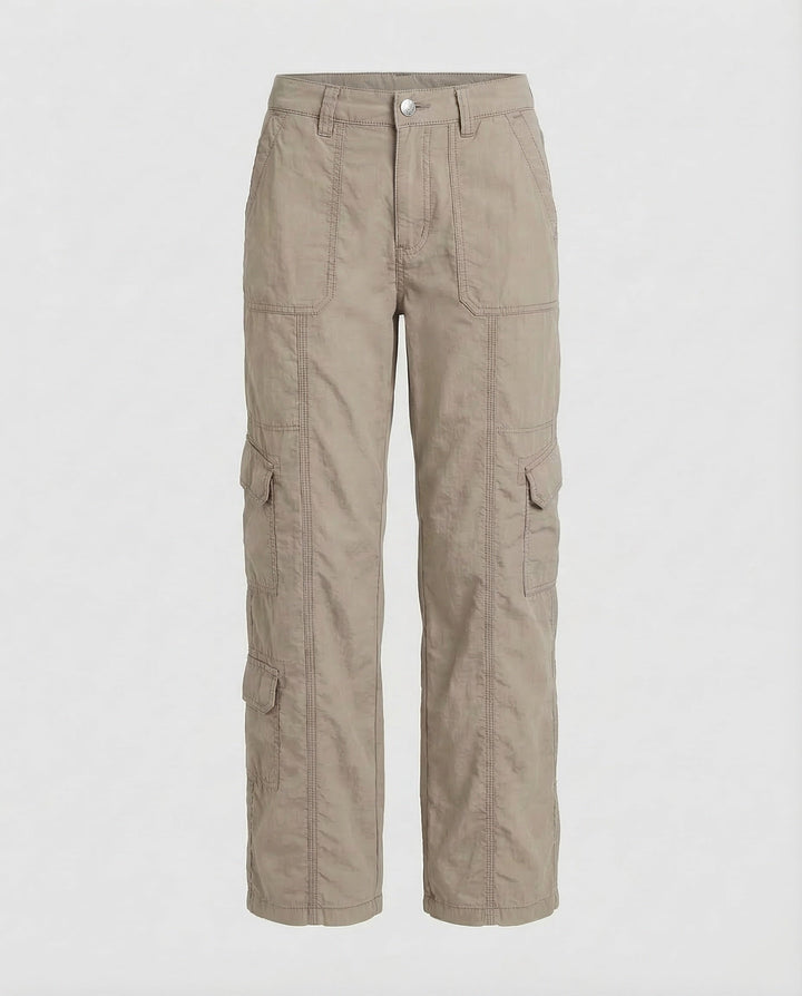 Damen Tief sitzende Cargohose Ziernähte