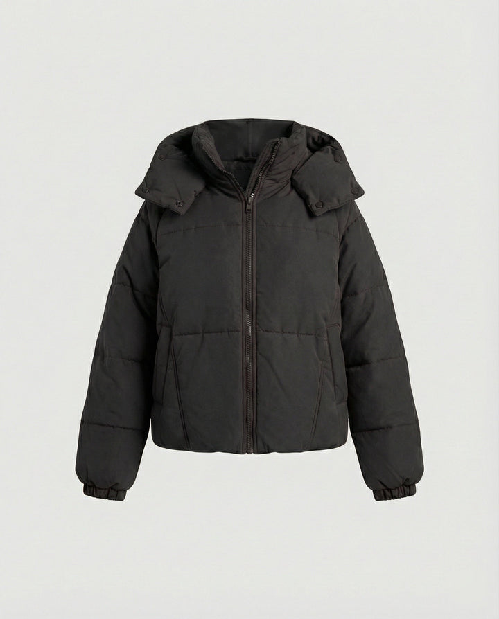 Steppjacke Damen modisch mit abnehmbarer Kapuze und Taschen