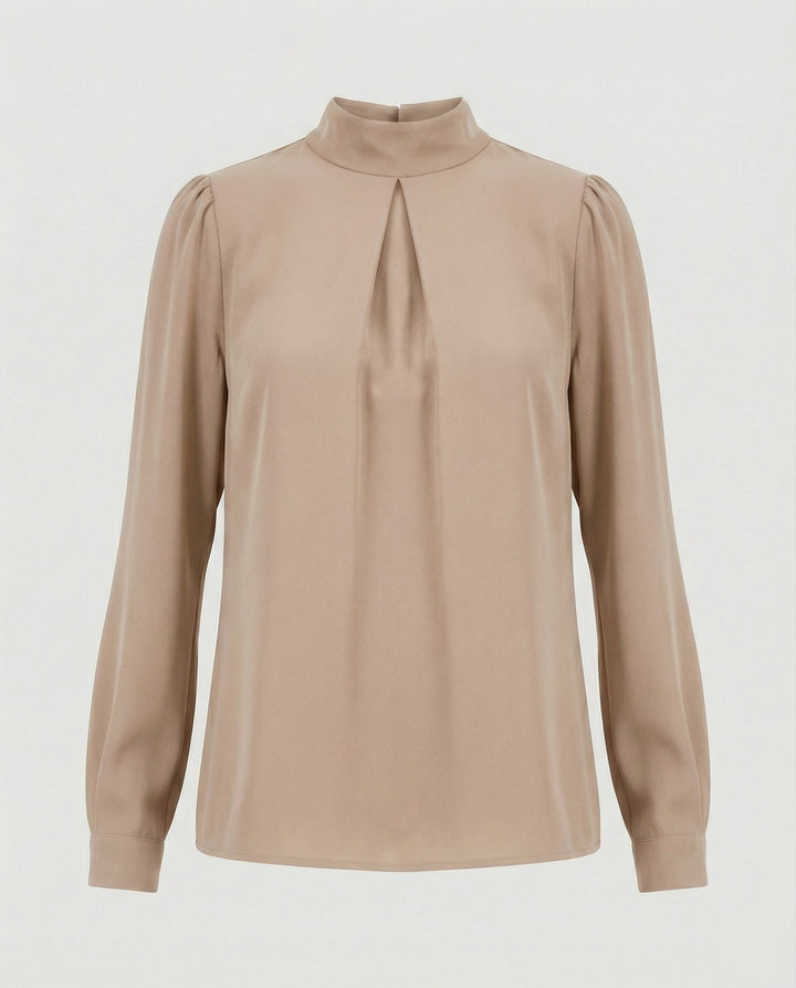 Damen elegante Bluse mit Stehkragen Drune