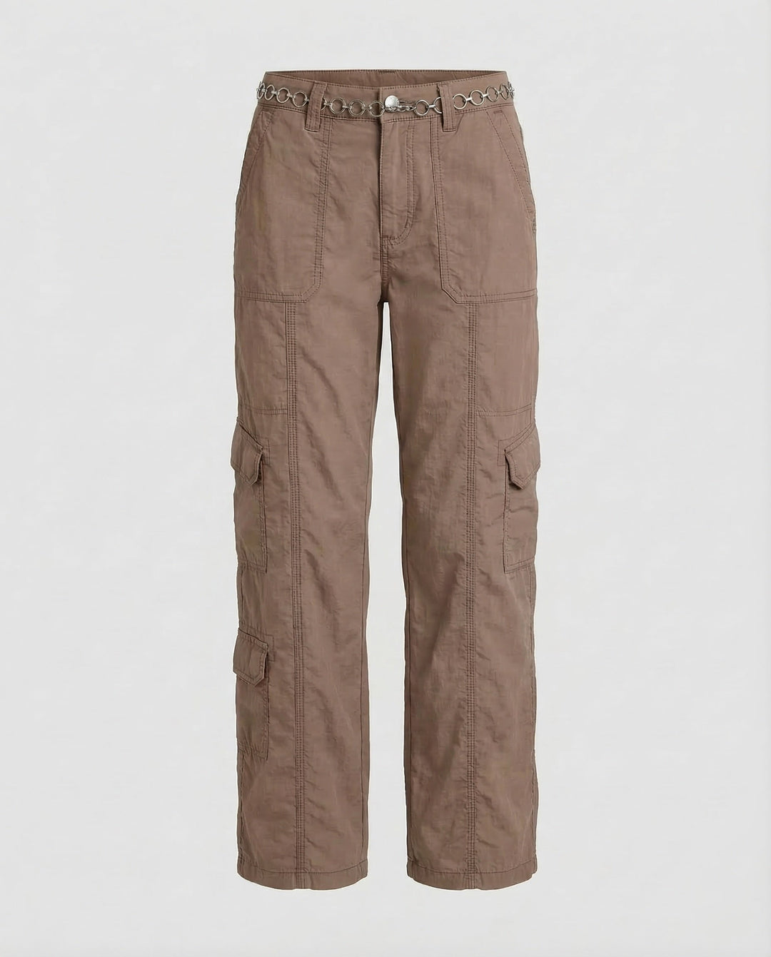 Damen Tief sitzende Cargohose Ziernähte