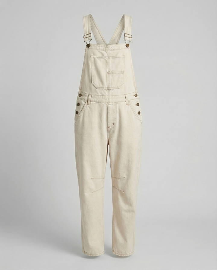 Damen Jeans Latzhose mit weitem Bein und urbanem Design