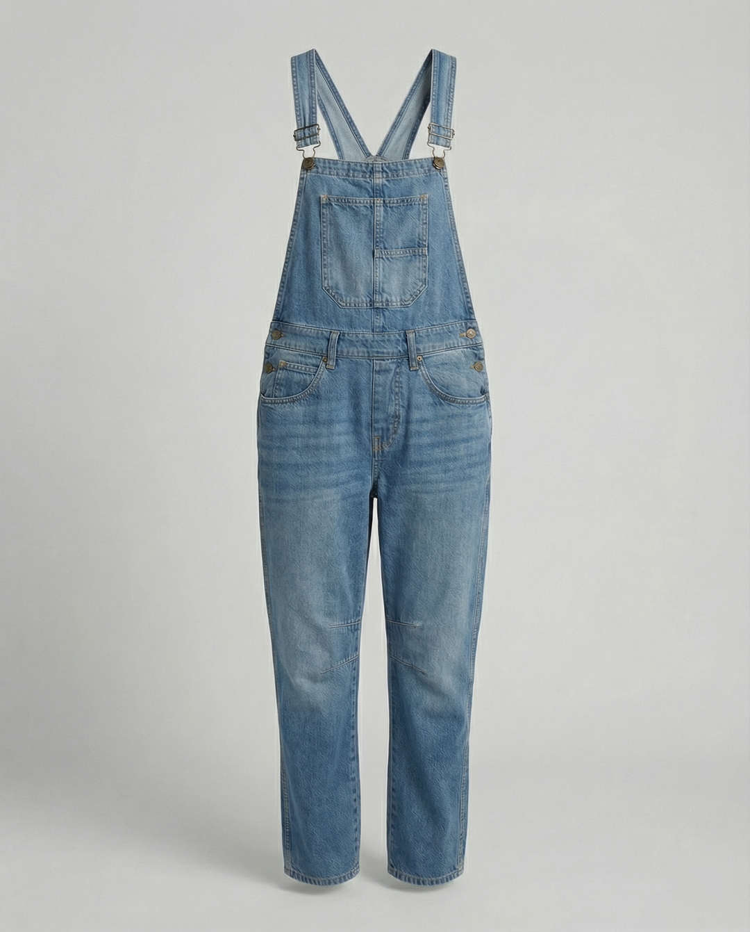Damen Jeans Latzhose mit weitem Bein und urbanem Design