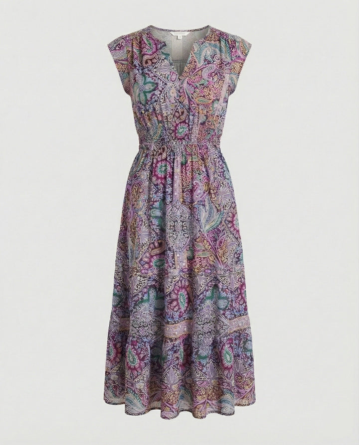 Boho Maxikleid Sommer mit Smok Taille