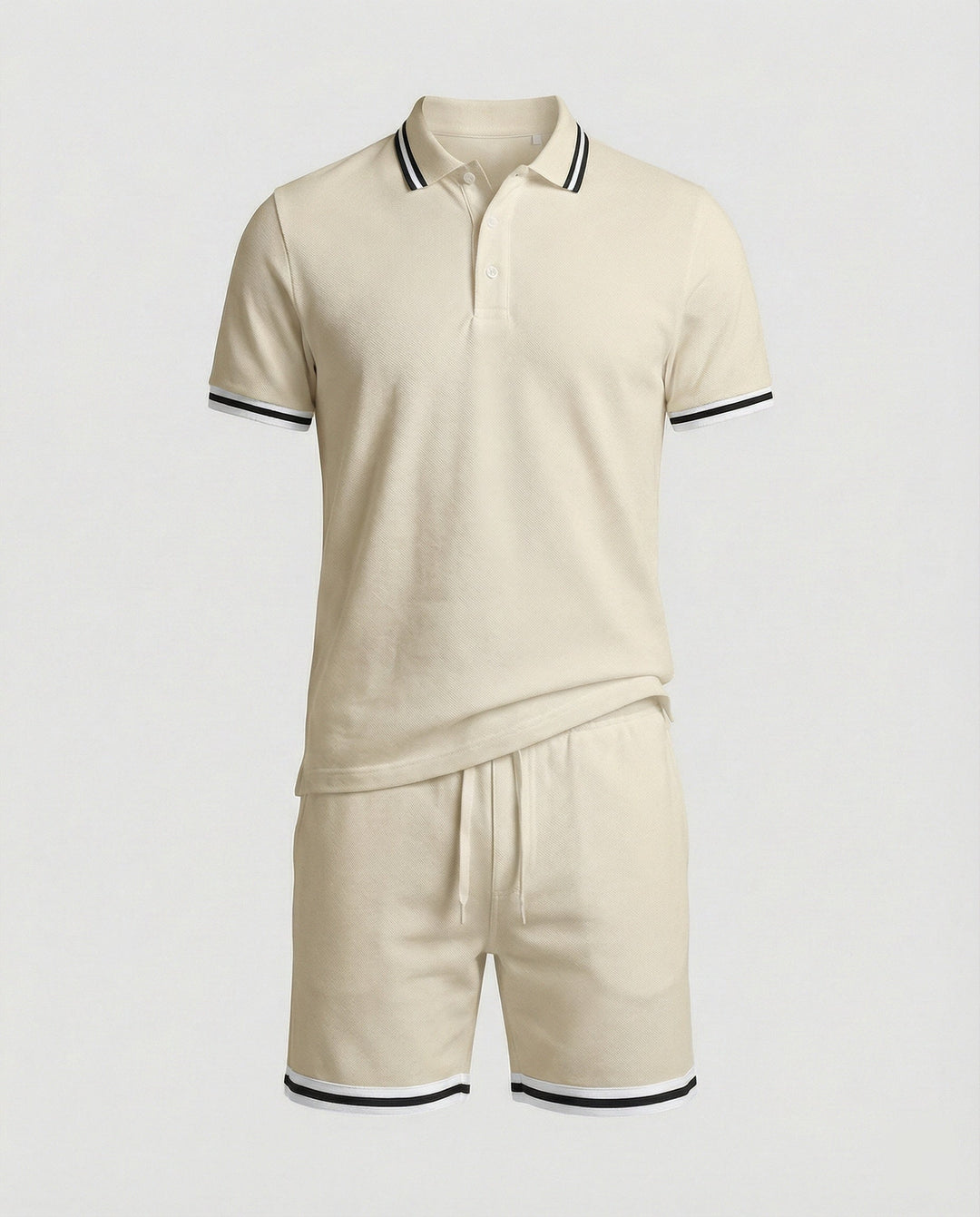 Herren Sportliches Polo- und Shorts-Set mit Kontraststreifen Drune