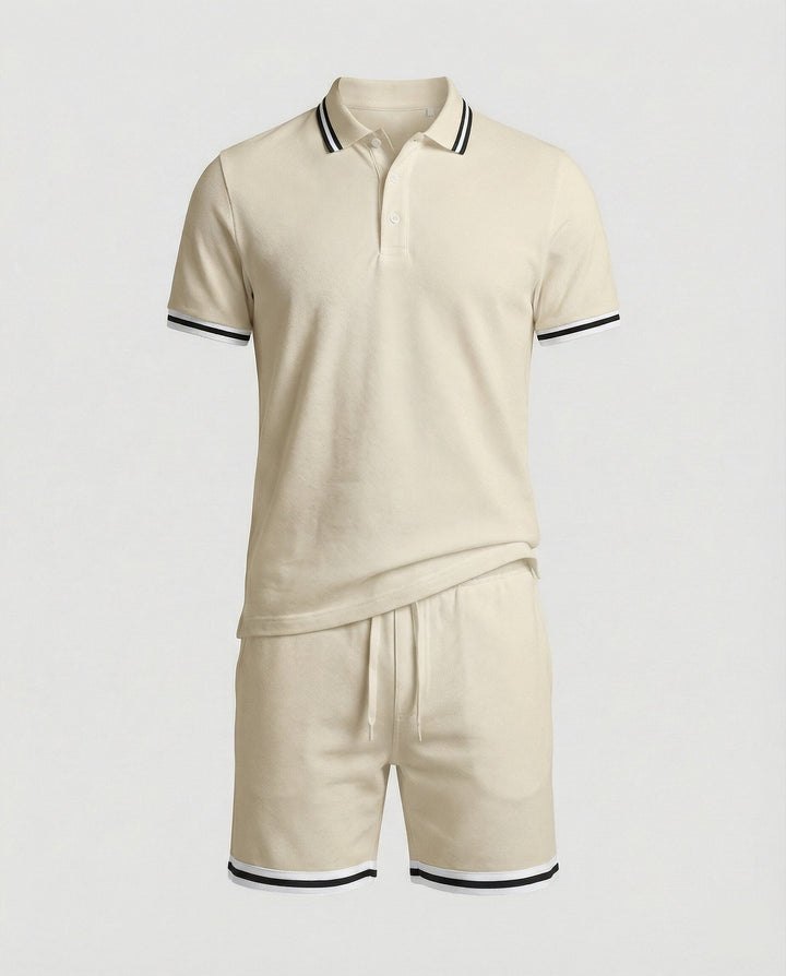 Herren Sportliches Polo- und Shorts-Set mit Kontraststreifen Drune