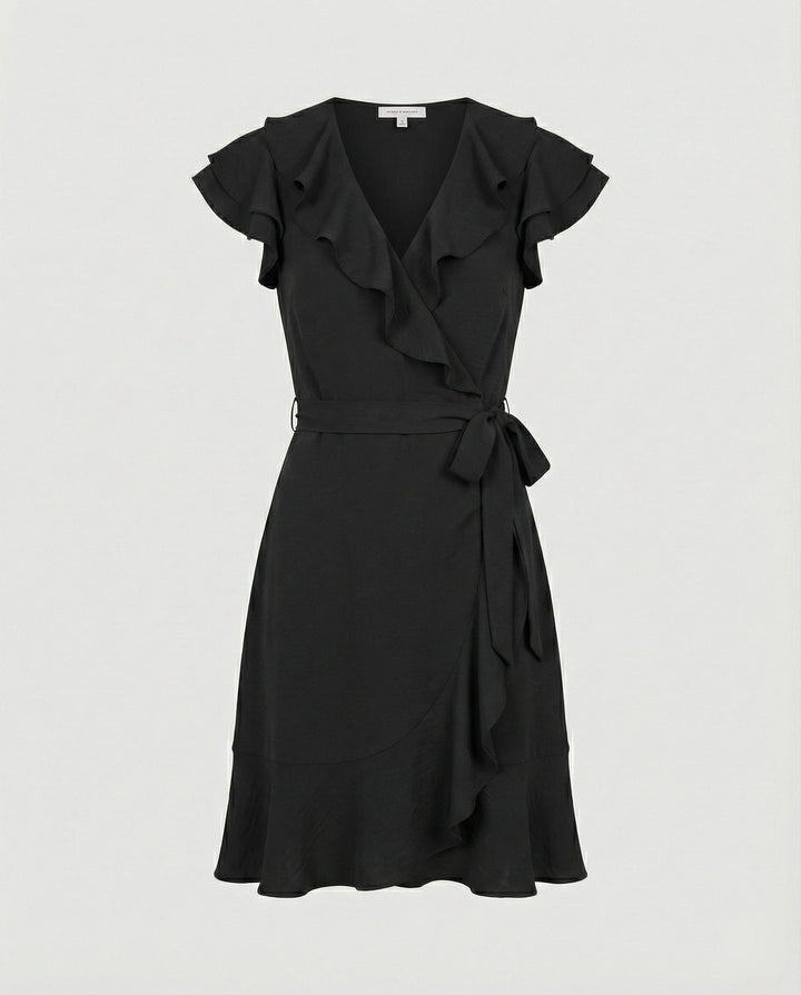 Damen Wickelkleid mit voluminösen Rüschendetails und Taillengürtel Drune