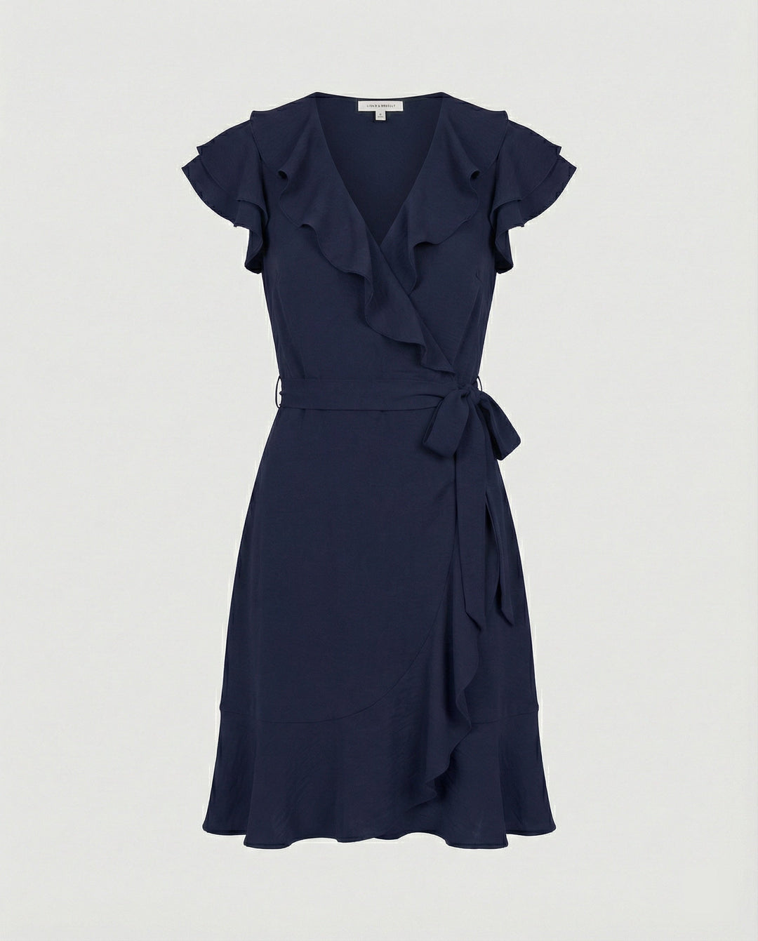 Damen Wickelkleid mit voluminösen Rüschendetails und Taillengürtel Drune