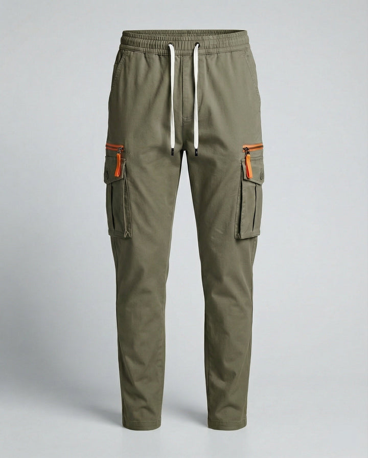Herren cargo Hose mit innovativen Taschen und elastischem Bund Hedi-Mode