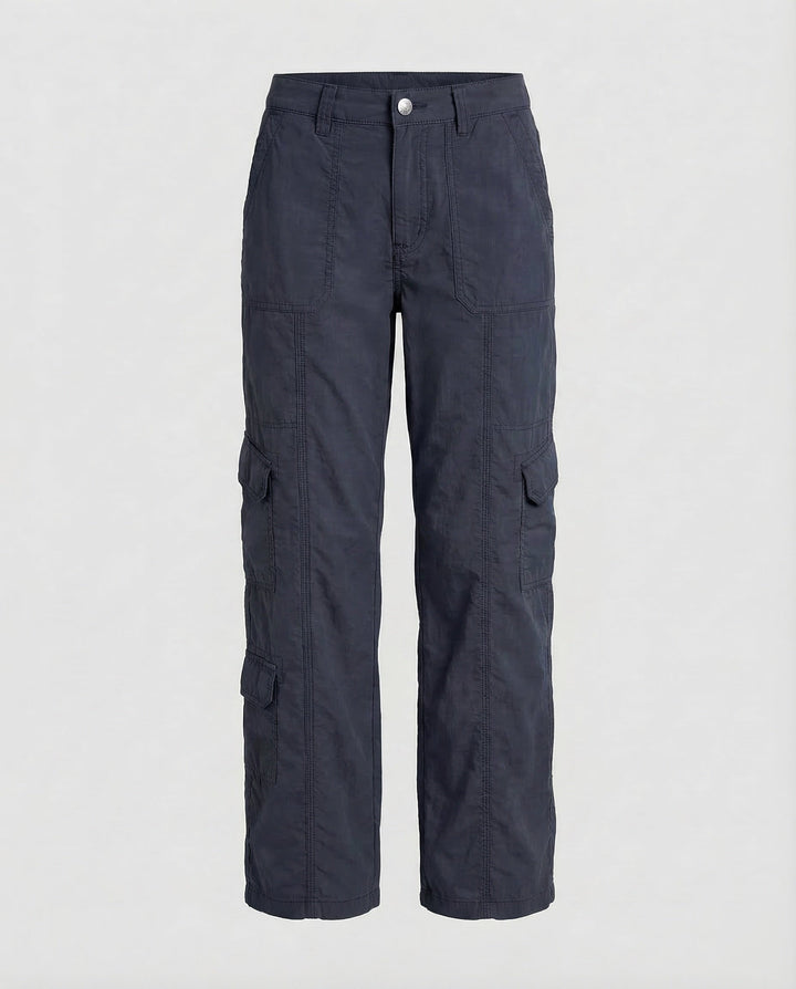 Damen Tief sitzende Cargohose Ziernähte