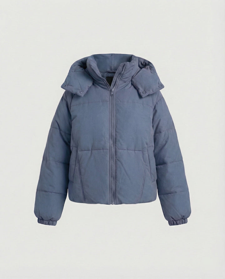 Steppjacke Damen modisch mit abnehmbarer Kapuze und Taschen