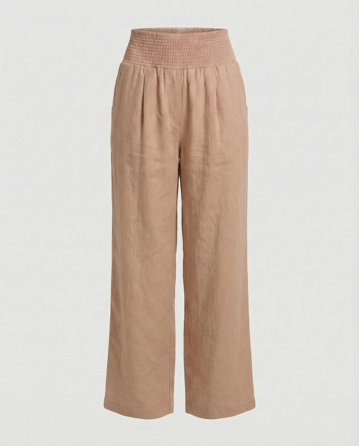 Damen Luftige Leinenhose mit elastischem Bund und Weitschnitt Drune