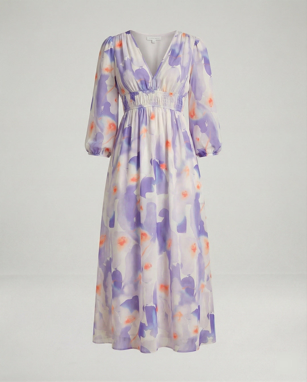 Damen Midikleid V-Ausschnitt Print