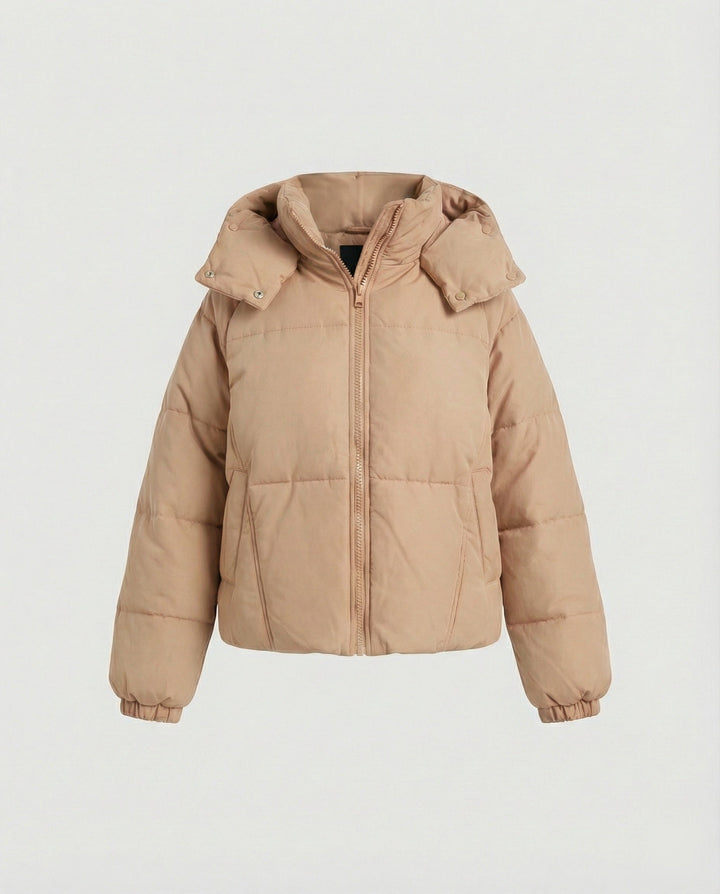 Steppjacke Damen modisch mit abnehmbarer Kapuze und Taschen