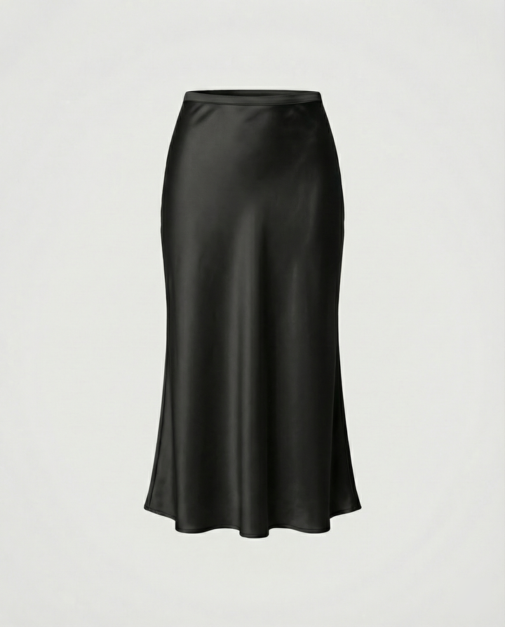 Damen eleganter Midirock mit sanftem Schnitt und hohem Bund Drune