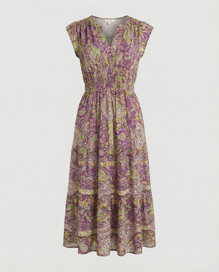 Boho Maxikleid Sommer mit Smok Taille