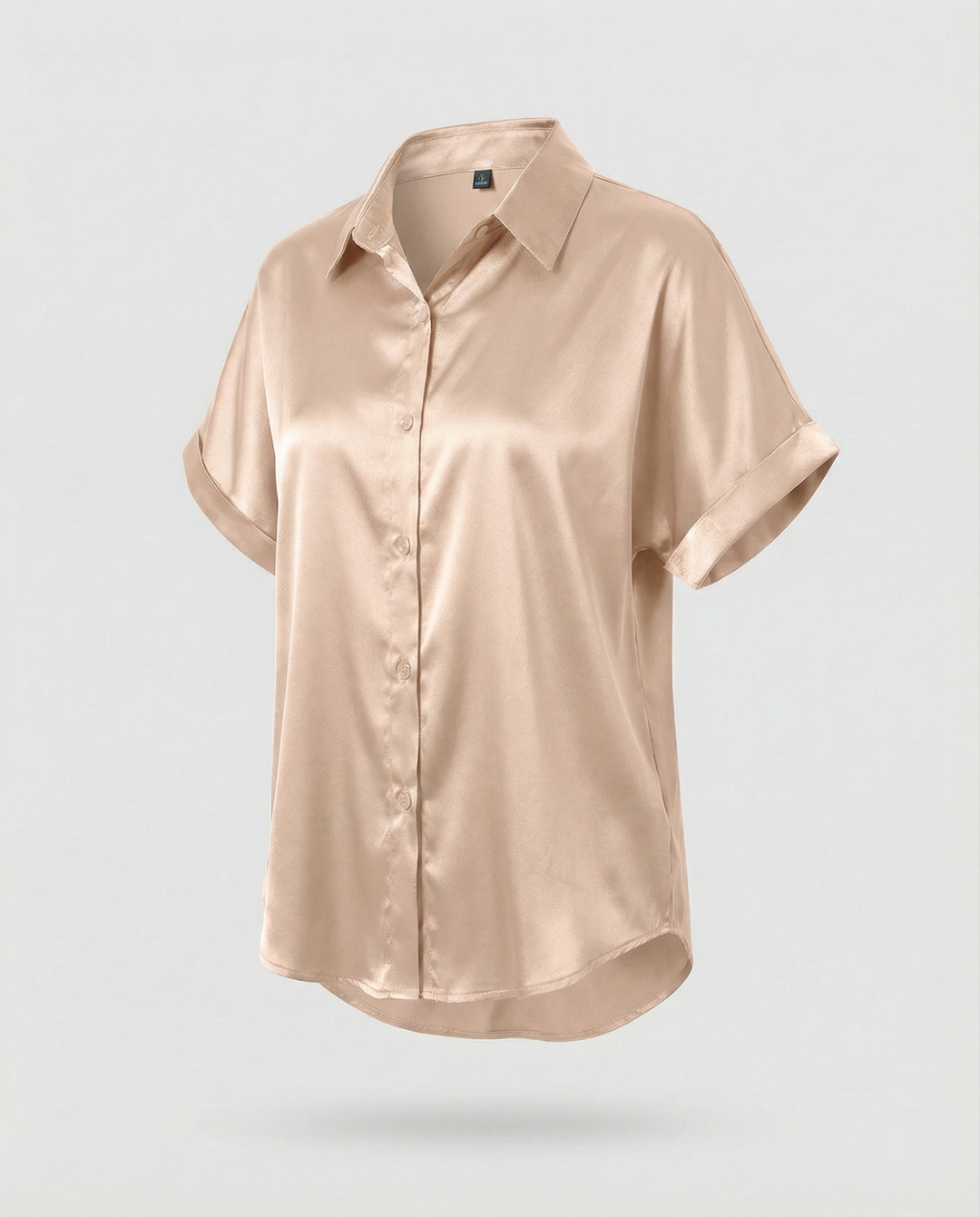 Damen Satin-Bluse mit großem Kragen und überschnittenen Schultern Drune