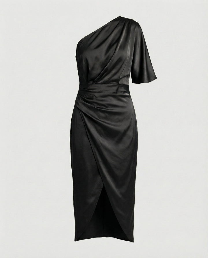Elegantes Abendkleid lang aus Satin mit Schlitz