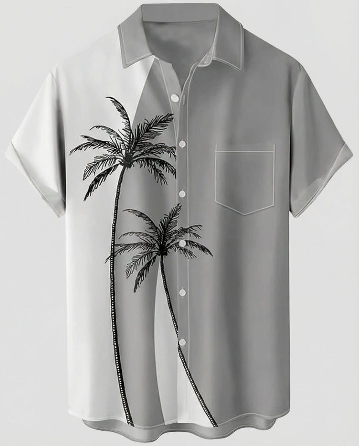 Kurzarm Hawaiihemd Herren Palmenprint