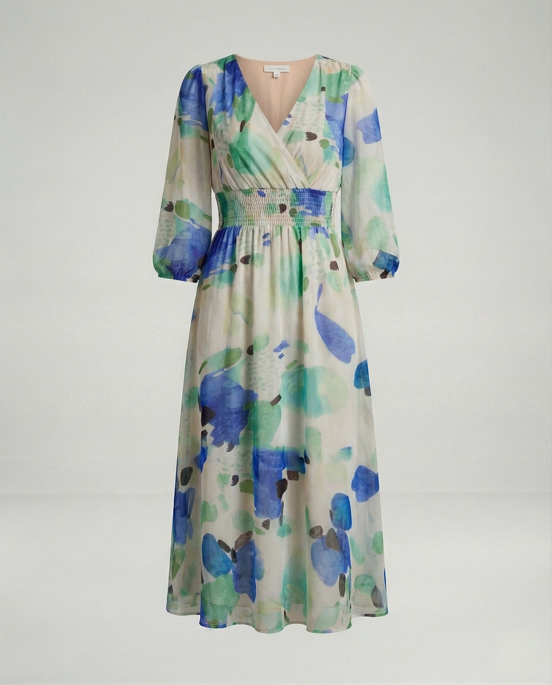 Damen Midikleid V-Ausschnitt Print