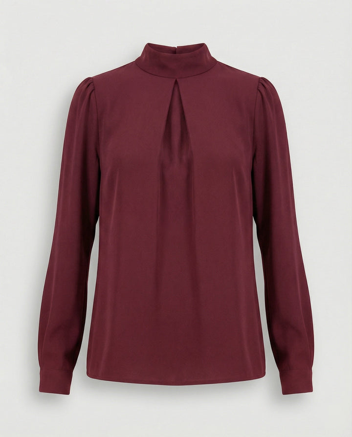 Damen elegante Bluse mit Stehkragen Drune