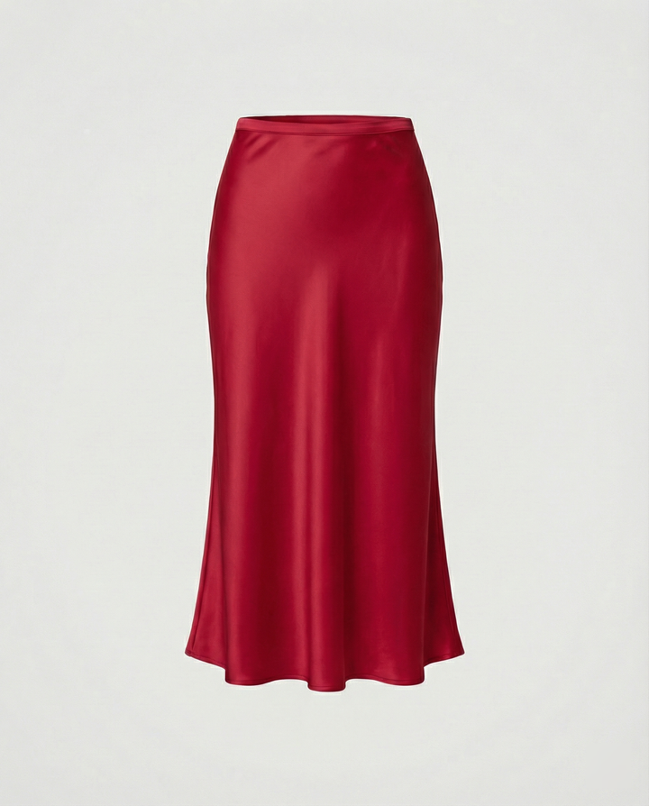 Damen eleganter Midirock mit sanftem Schnitt und hohem Bund Drune