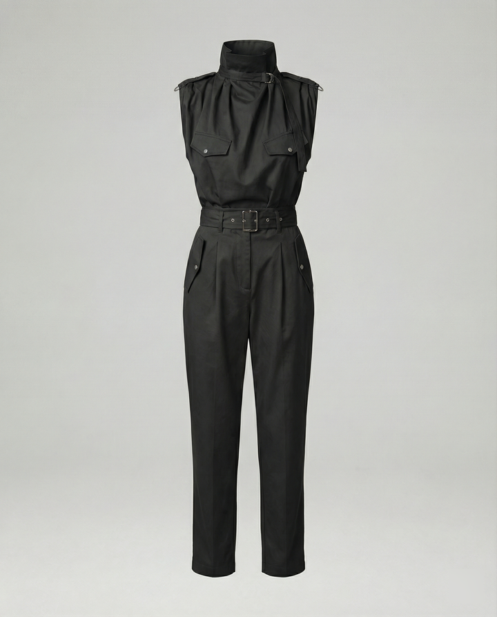 Drune | Damen Stylischer Moderner Jumpsuit Ärmellos