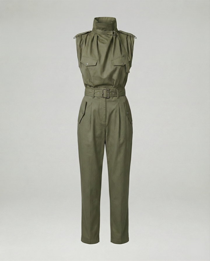 Drune | Damen Stylischer Moderner Jumpsuit Ärmellos
