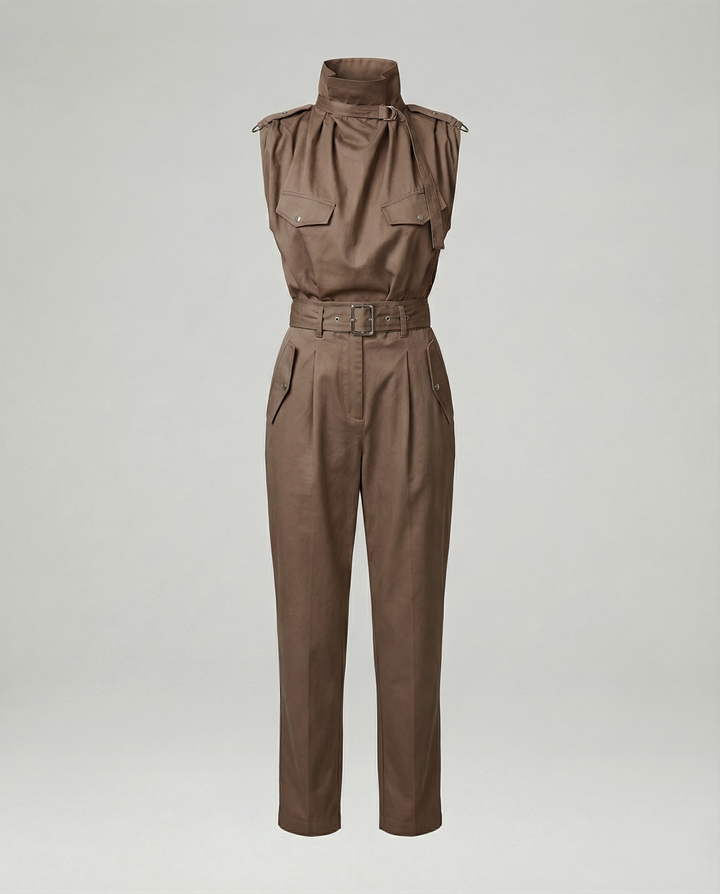 Drune | Damen Stylischer Moderner Jumpsuit Ärmellos