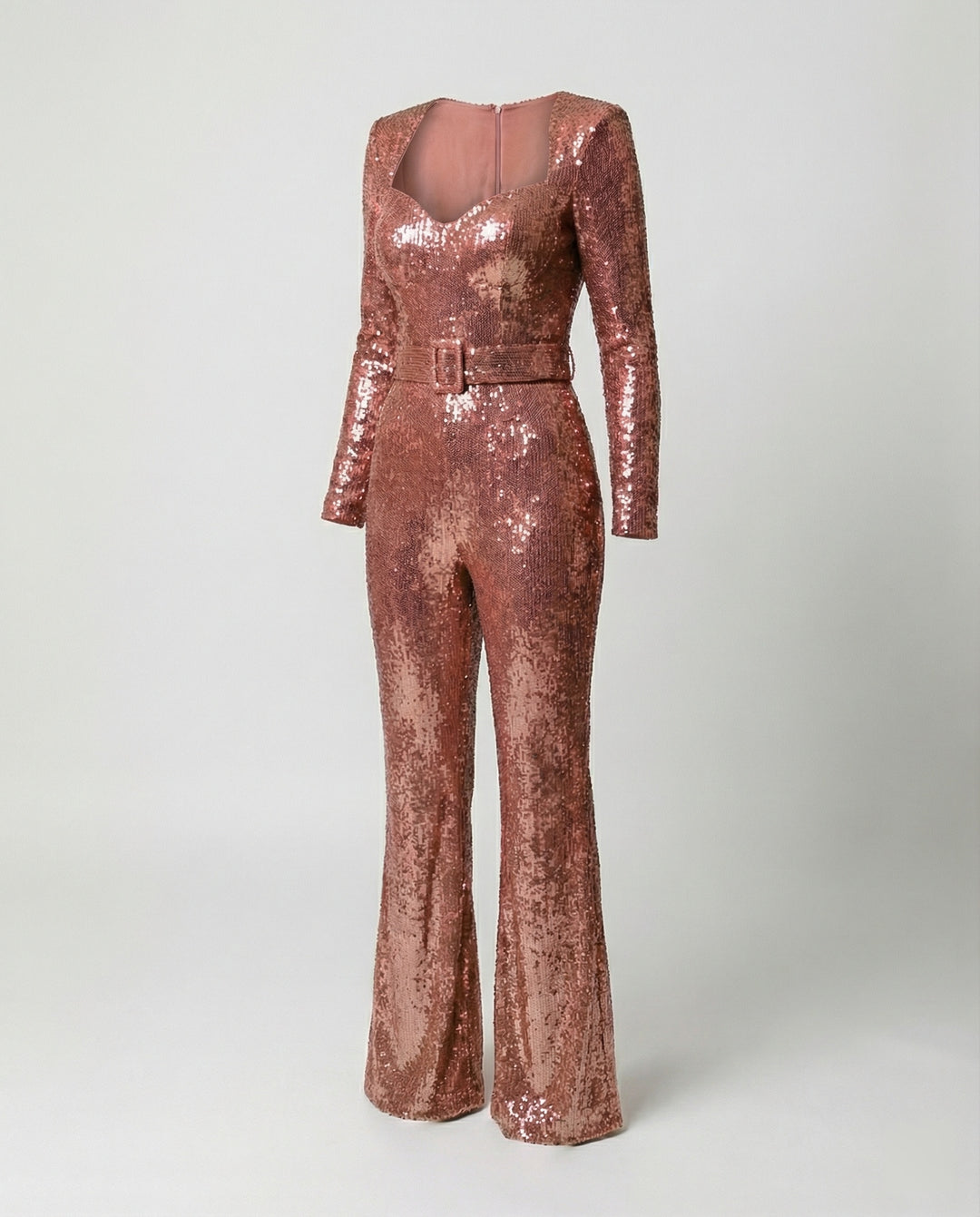 Drune - Eleganter Pailletten Jumpsuit mit Langarm Figurbetonte Passform