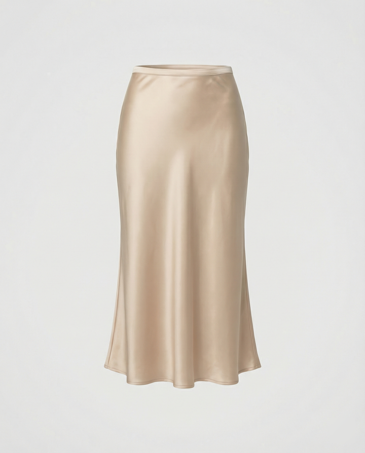 Damen eleganter Midirock mit sanftem Schnitt und hohem Bund Drune
