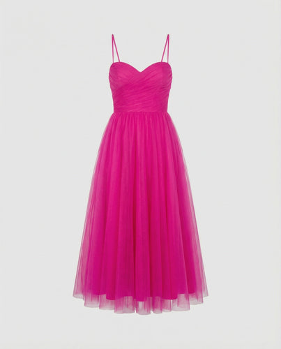 Damen Tüll Maxikleid mit Herz Ausschnitt