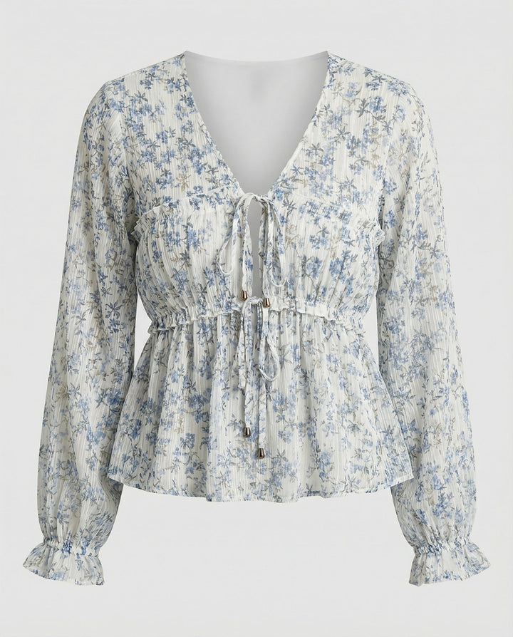 Bluse Damen Chiffon Schnürung