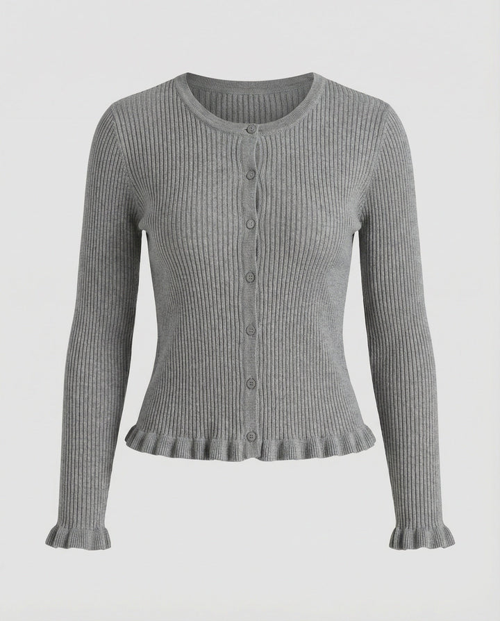 Strickjacke Damen kurzarm mit Wellenkante